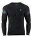 Sky blue leaf pattern athletic compression shirt quick dry