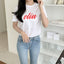 Womens Graphic Letter Print Tee Shirt Short Sleeve Summer Casual Tops