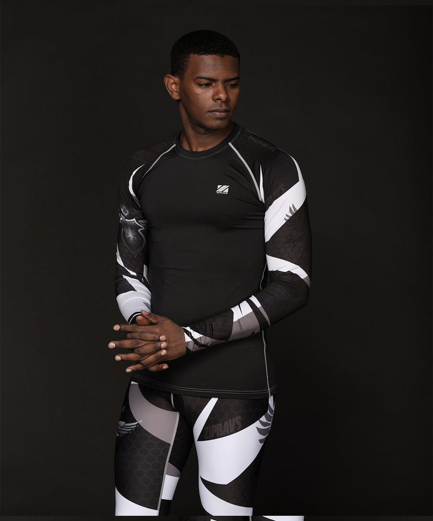 black&white color longsleeve t shirt for sports