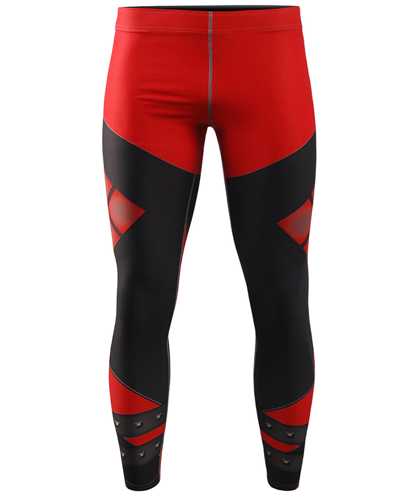 Red performance compression tights