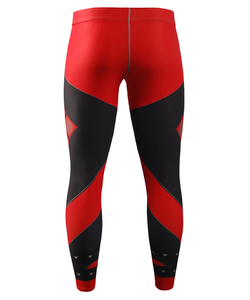 Red performance compression tights