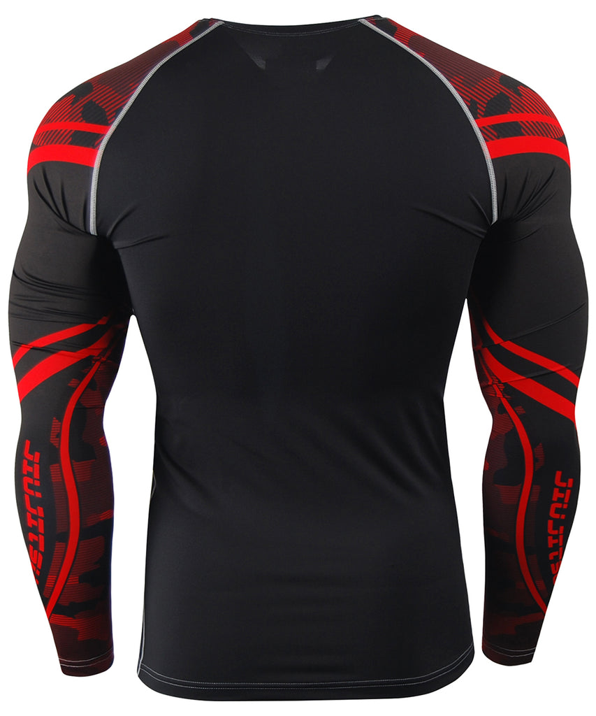 red compression long sleeves BJJ MMA