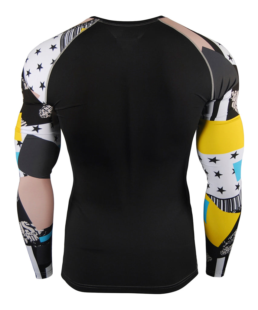 yellow Colorful Pattern Compression Long Sleeve