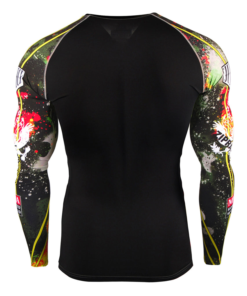 yellow Line&Paints Spray Design Compression Top