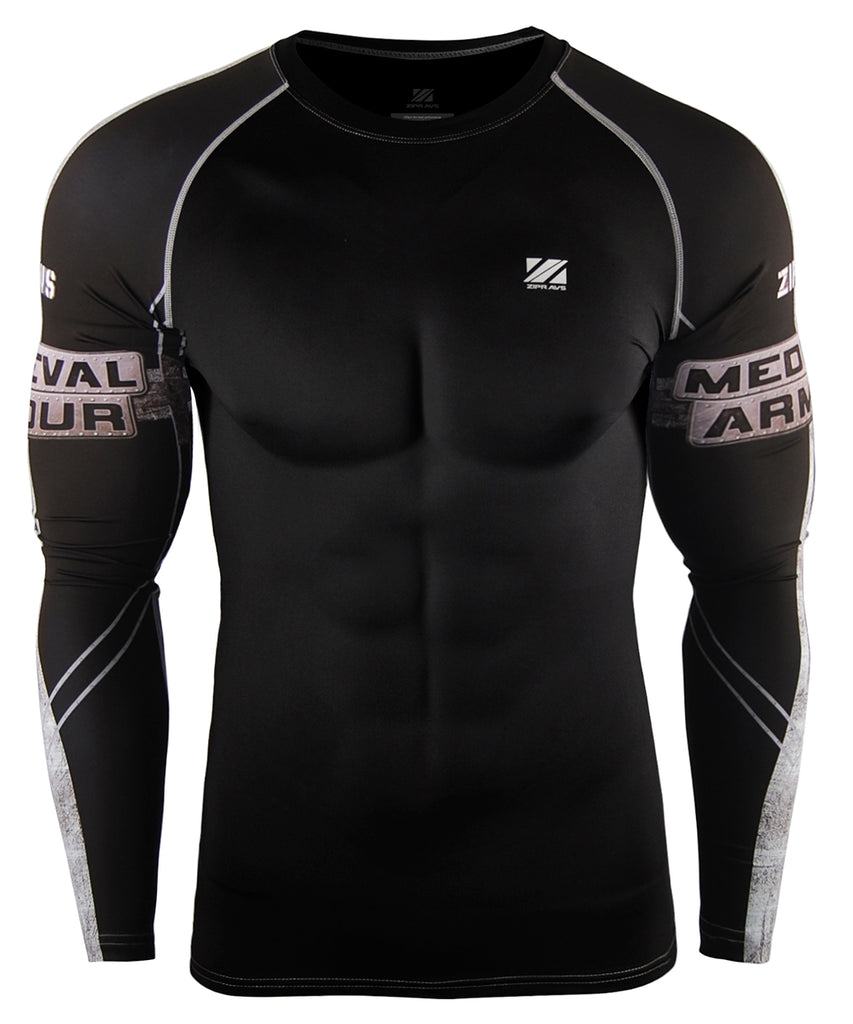 Black Medieval Armour Compression Long Sleeve