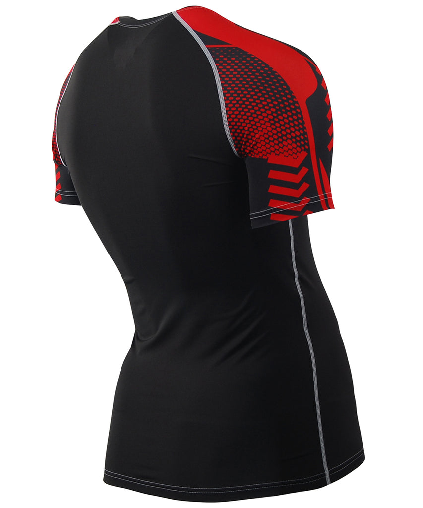 red quick dry compression short sleeve