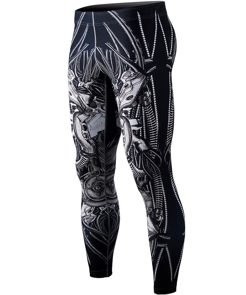 Machine design black compression men's tights