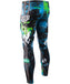 Blue Green Painting Performance Compression Tights