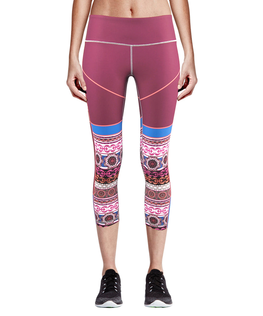 pink compression tight capri leggings