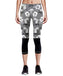 gray&white flower pattern design capri pants for women