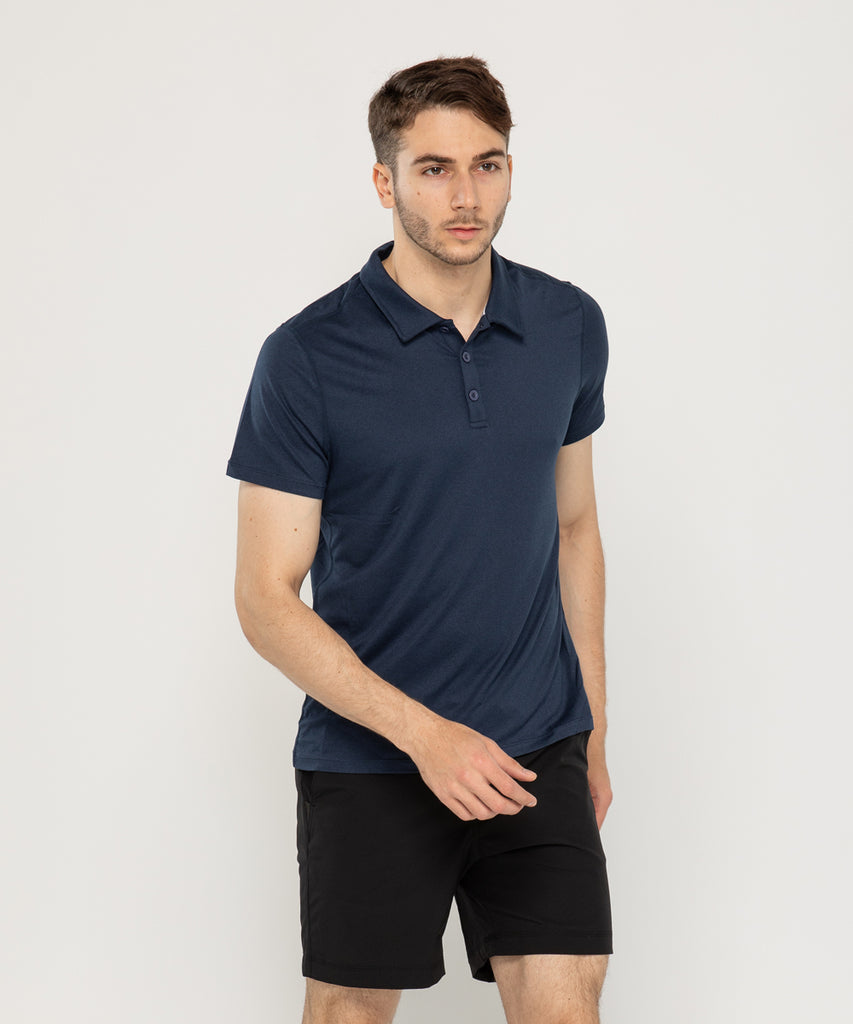 navy recycled polyester polo shirt