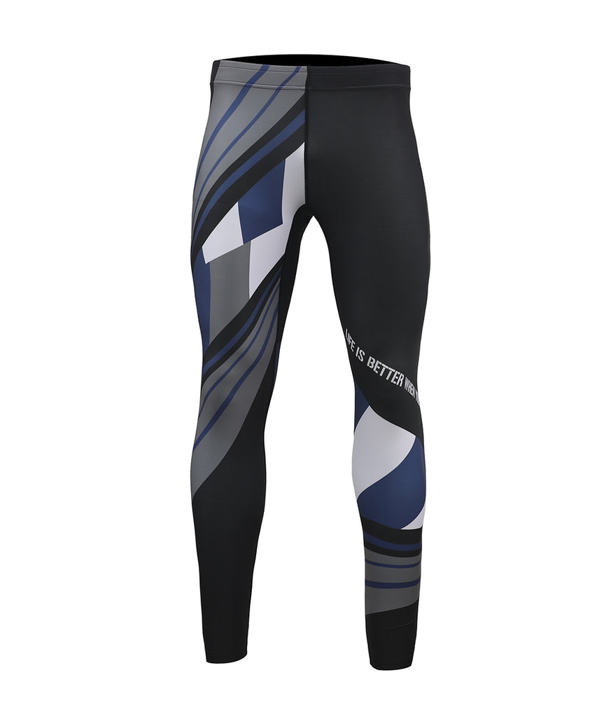 black&navy&gray color compression fit leggings