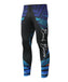 Blue leaves&flower pattern design active sports workout leggings