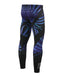 Side-Purple&blue leaves pattern design compression summer leggings